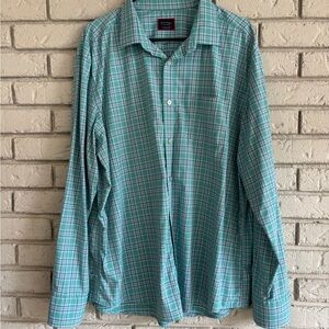 UNTUCKit Men's Teal Plaid Button Down Shirt